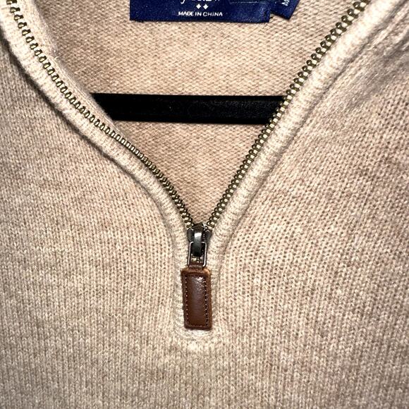 J.Crew Mens Size Medium Brown Lambswool 1/4 Zip Long Sleeve Sweater - Picture 3 of 7